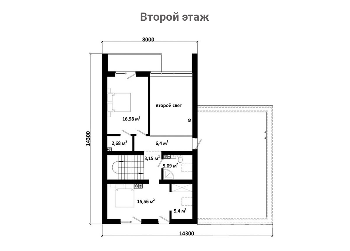 Барнхаус площадью 228 м2 Иркутск план 2 этаж